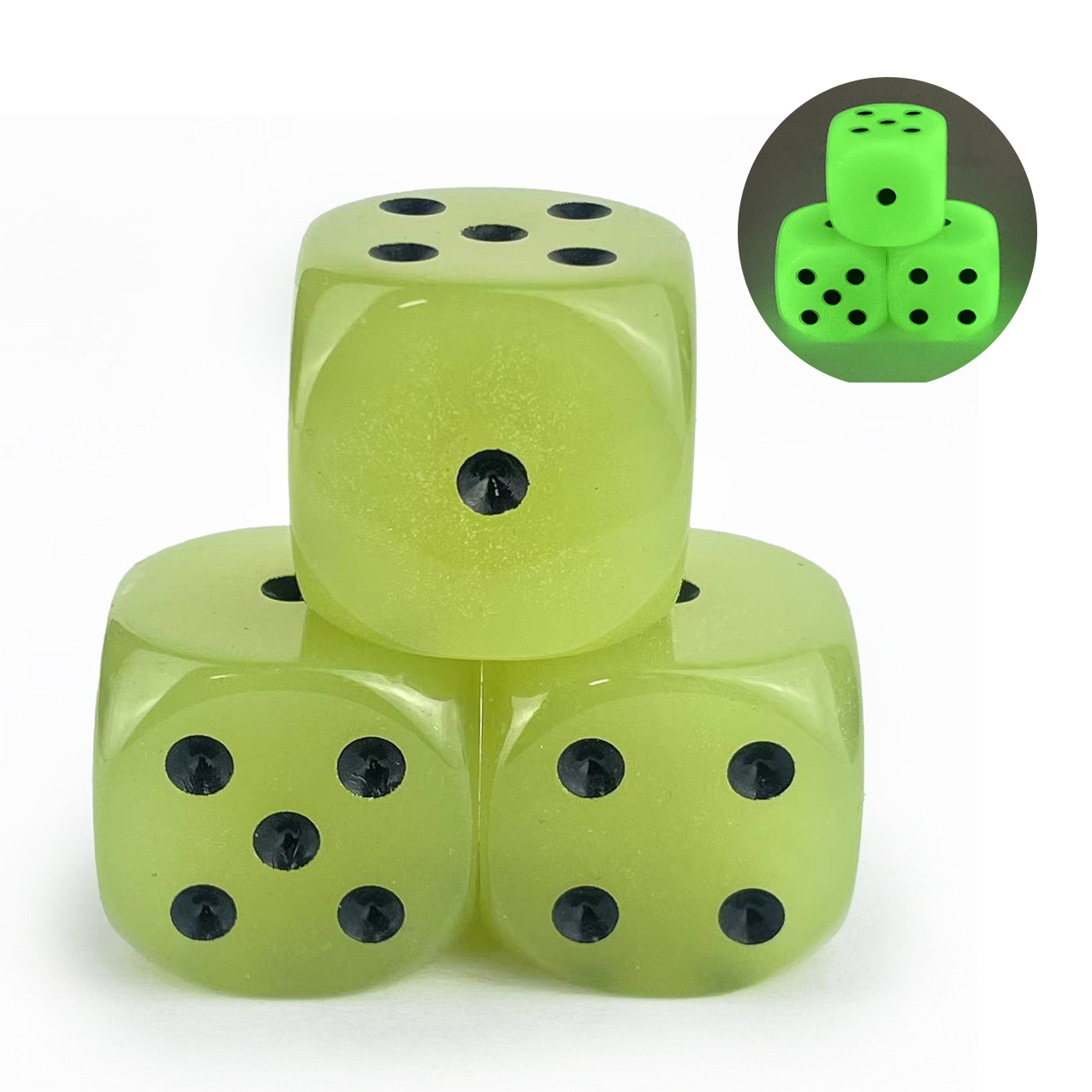 Board Game Yahtzee - 3-pak 30mm D6 Glow in The